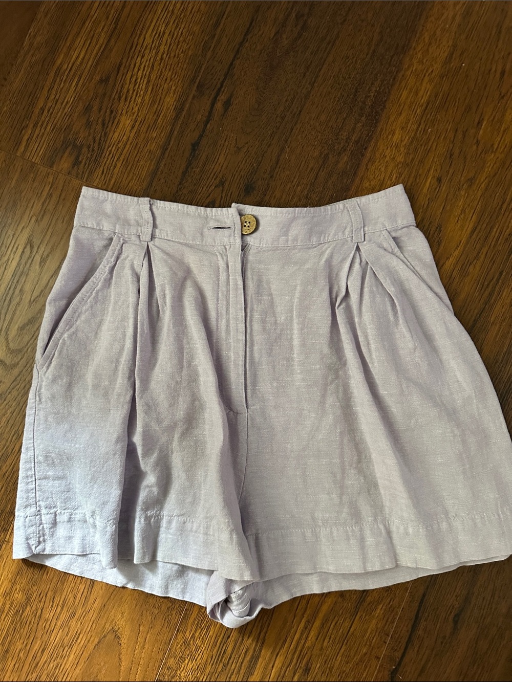 Zara Lavender Pleated High-Waist Women's Shorts